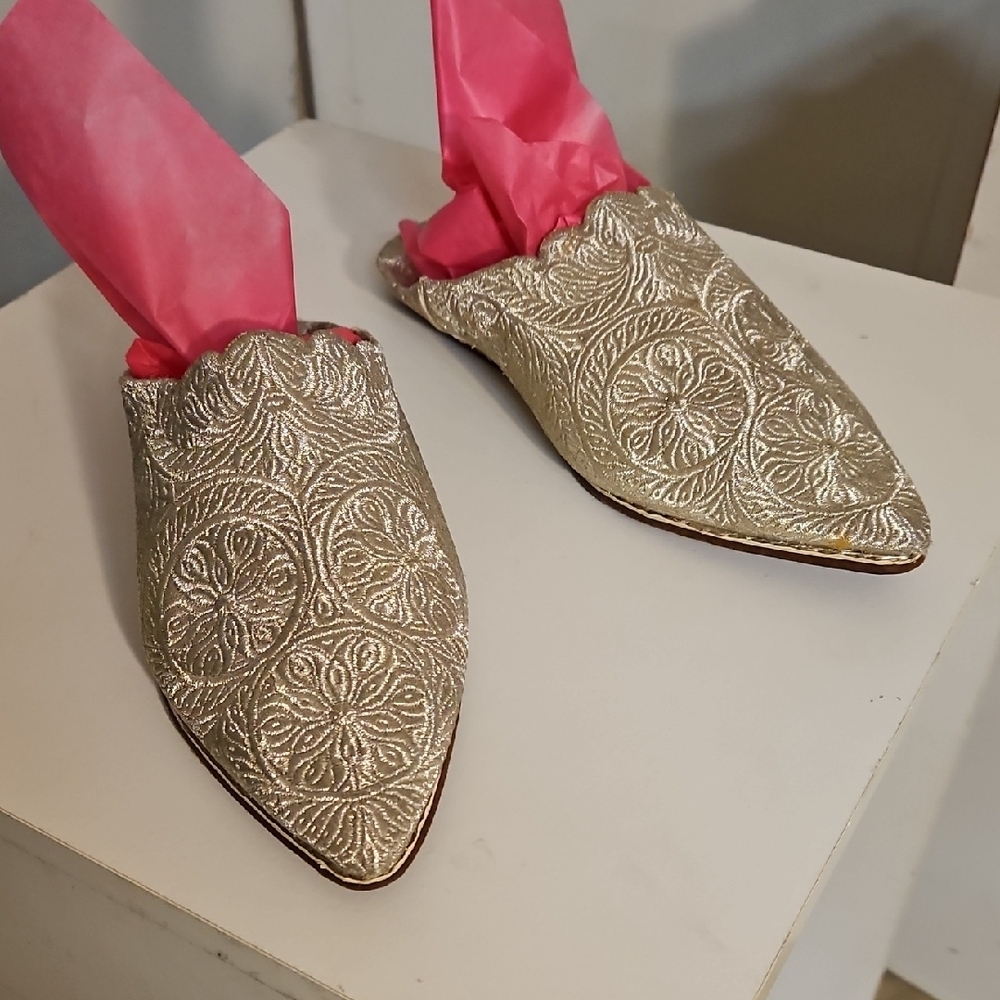 Silver Embellished Mules with Intricate Design